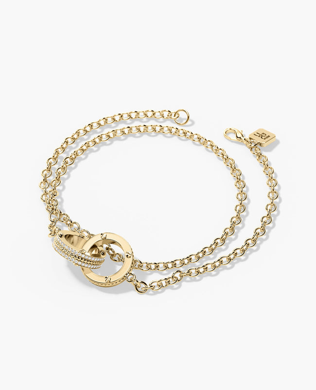 Ready to Ship - ROPES Gold Charm Bracelet with 0.20ct Diamonds