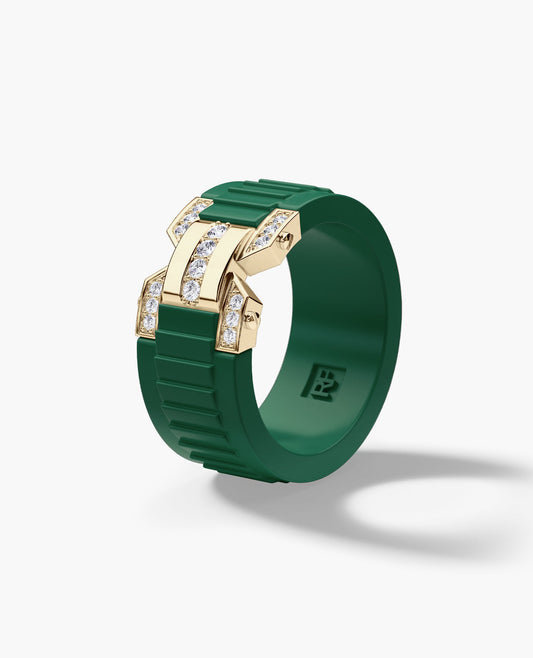 Ready to Ship - BRIGGS Atomic Silicone & 14k Yellow Gold Ring with 0.20ct Diamonds
