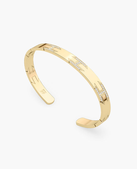 BRIGGS Gold Cuff Bangle Bracelet with Diamonds