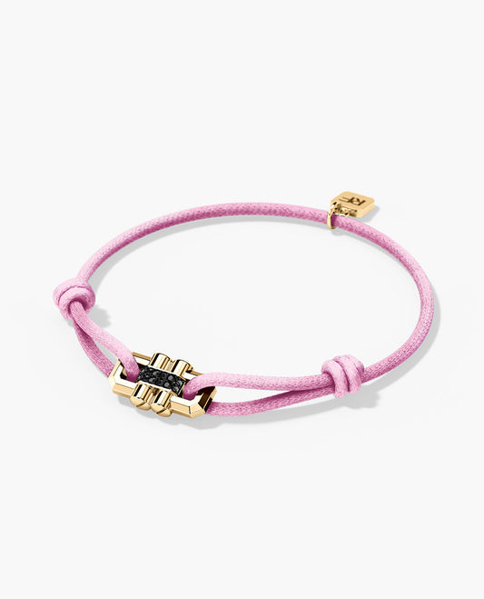 MOSS Cord Bracelet with Gold Charm & 0.12ct Black Diamonds