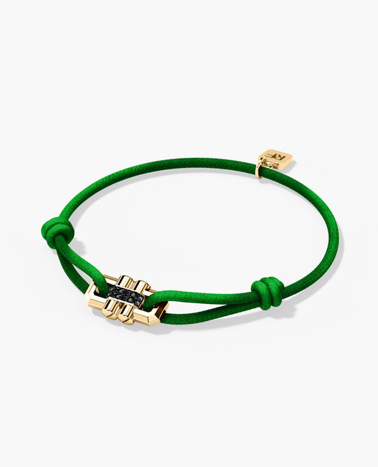 MOSS Cord Bracelet with Gold Charm & 0.12ct Black Diamonds