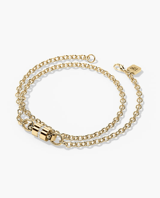 FRANKLIN Gold Charm Bracelet with 0.17ct Diamonds