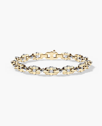 Sample - MOSS Two-Tone Gold Link Bracelet with Diamonds - 9mm