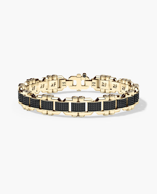 MOSS Flat-Link Gold Bracelet with Black Diamonds