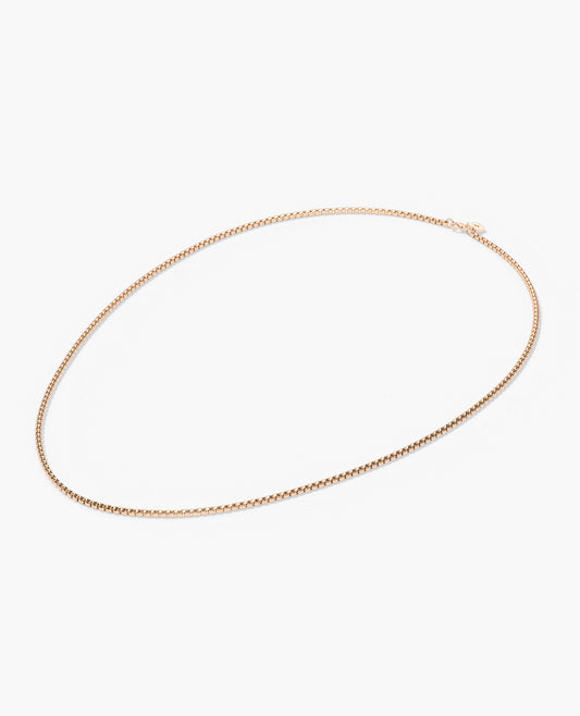 Ready to Ship - ROUND BOX Solid 18k Rose Gold Chain Necklace - 2.5mm