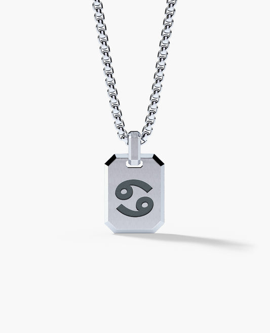CANCER MINI ZODIAC Dog Tag Silver Pendant