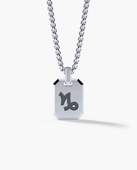 CAPRICORN MINI ZODIAC Dog Tag Silver Pendant