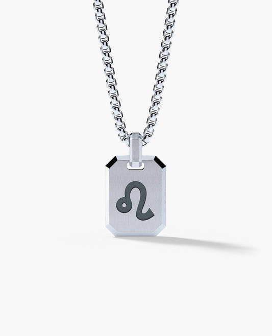 LEO MINI ZODIAC Dog Tag Silver Pendant