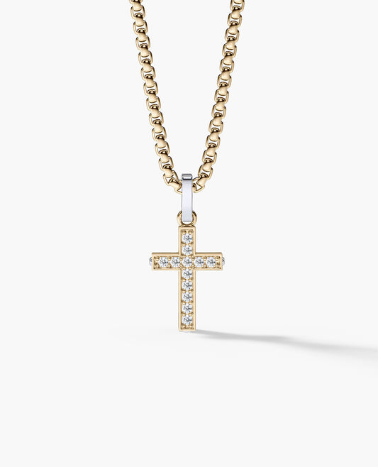 MINI CROSS Two-Tone Gold Pendant with 0.25ct Diamonds