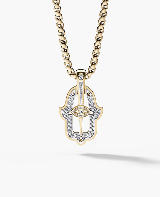 HAMSA Two-Tone Gold Pendant with 0.30ct Diamonds