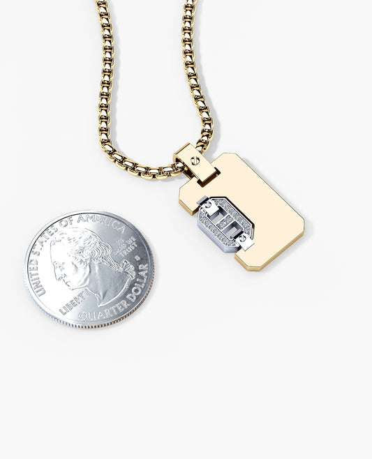 BRIGGS Dog Tag Two-Tone Gold Pendant with 0.10ct Diamonds