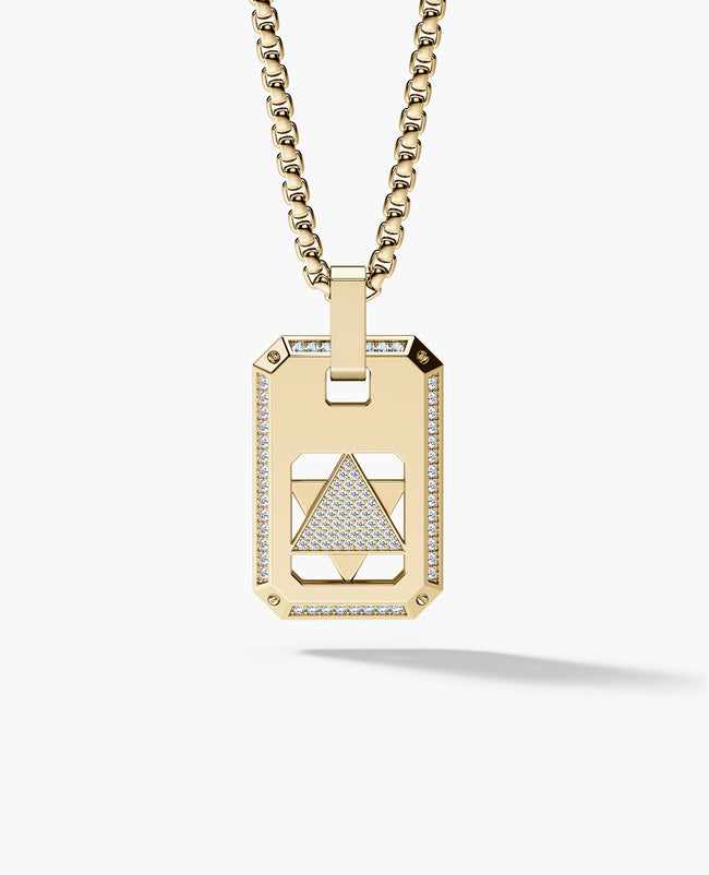 STAR OF DAVID Reversible Dog Tag Double Plate Pendant in Gold with 0.90ct Diamonds