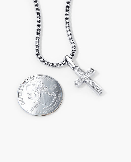 Ready to Ship - MINI CROSS Pendant in 14k White Gold with 0.25ct Rockford Lab™ Diamonds