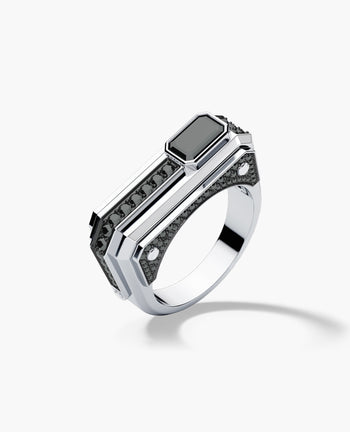 Sample - ARTURO Gold Signet Ring with 2.30ct Black Diamonds
