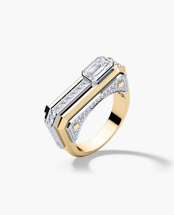 Sample - ARTURO Two-Tone Gold Signet Ring with 2.30ct Diamonds