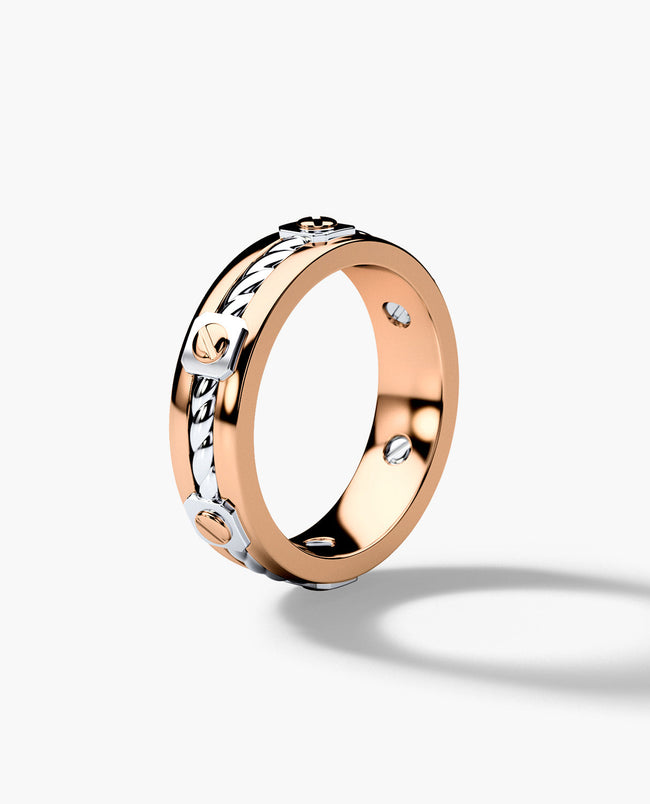 Ready to Ship - FAIRBANKS Two Tone Wedding Gold Ring