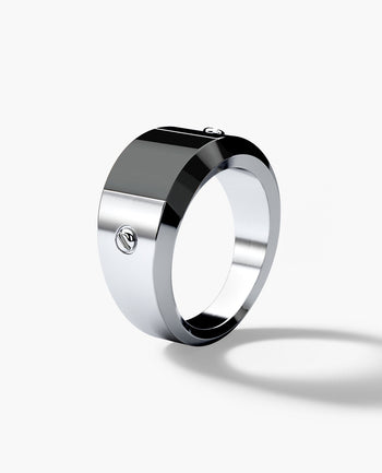Sample - Ready to Ship - MONTANA 14k White Gold Ring with Black Onyx