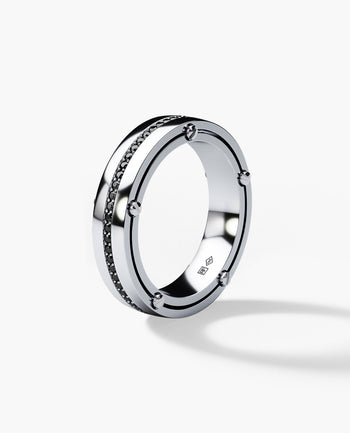 Sample - Ready to Ship - FRANKLIN Comfort Fit 14k White Gold Gold Ring with 0.50ct Black Diamonds