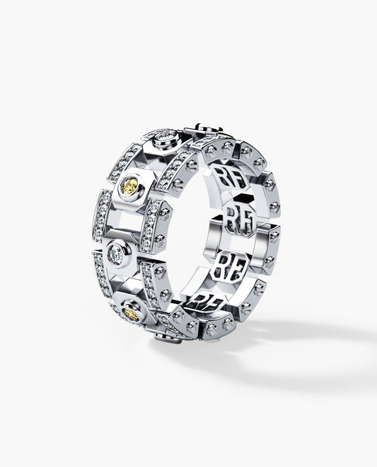 Ready to Ship - TALLAPOOSA Gold Ring with 1.30ct White & Yellow Diamonds