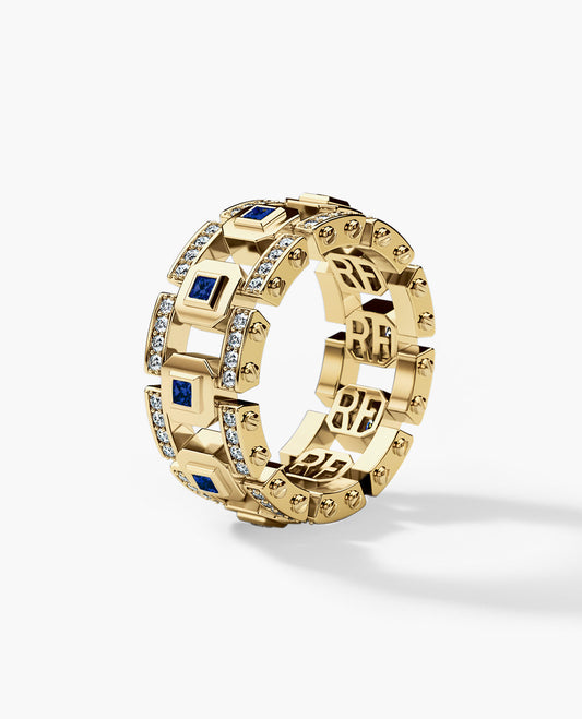 Ready to Ship - LA PAZ Gold Ring with 1.20ct Sapphires and Diamonds