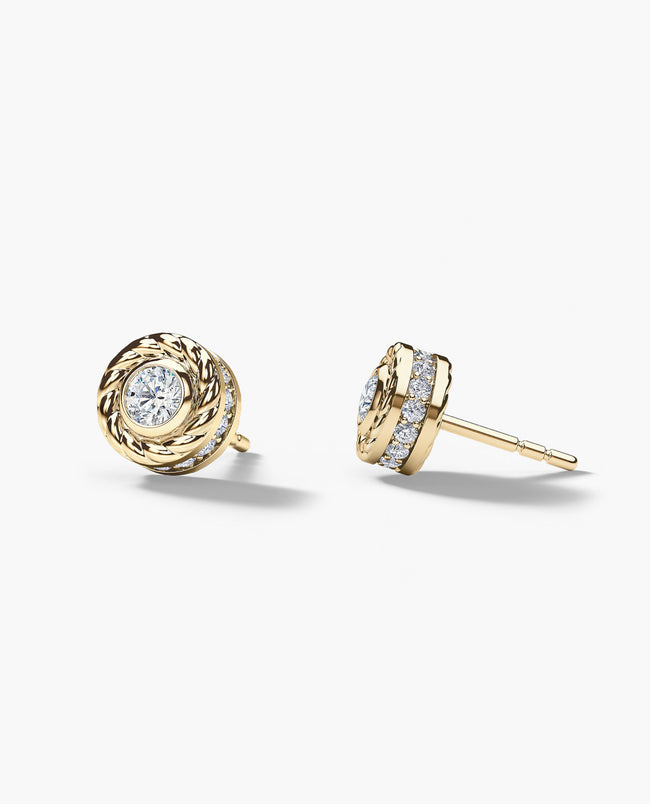 Ready to Ship - ROPES Gold Single Stud Earring with 0.43ct Diamonds