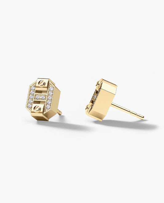 Ready to Ship - BRIGGS Gold Stud Earring with 0.08ct Diamonds