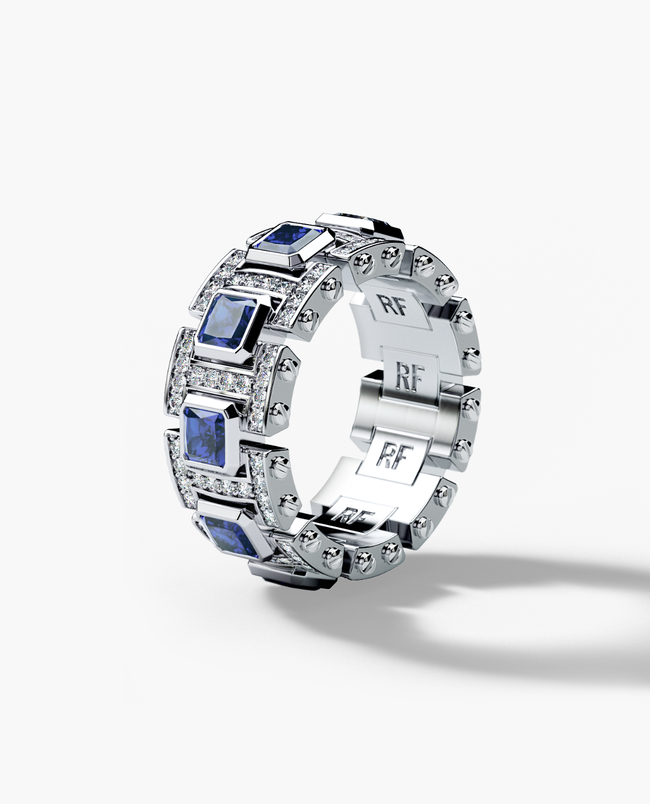 Ready to Ship - LA PAZ Platinum Ring with 4.70ct Sapphires and Diamonds