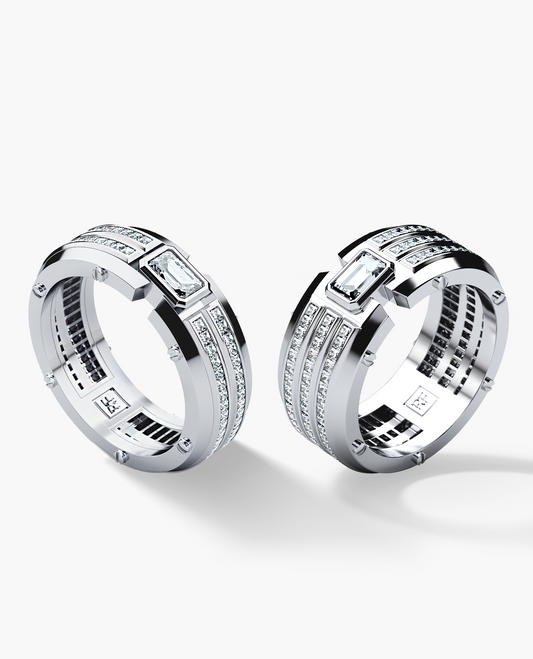 CLEBURNE Diamond Matching Wedding Band Set in Gold and Platinum