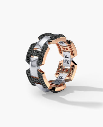 Sample - BRIGGS EDGE Two-Tone Gold Ring with 0.75ct Black Diamonds