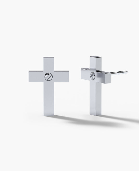 Ready to Ship - CROSS 14k White Gold Stud Earring