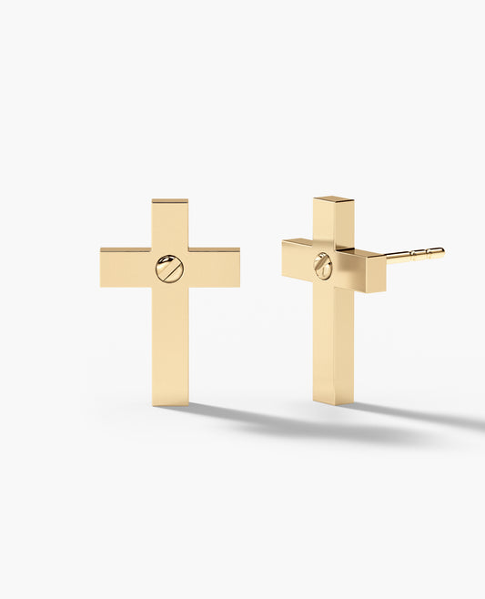 Ready to Ship - CROSS 14k Yellow Gold Stud Earring