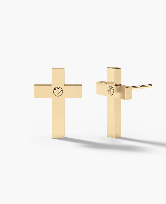 Ready to Ship - CROSS 18k Yellow Gold Stud Earring