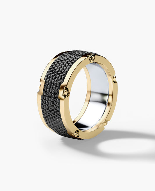 CABARRUS Two-Tone Gold Wide Ring with 2.25ct Black Diamonds