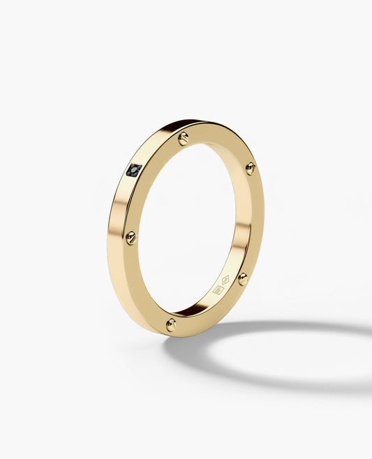 NORSE Gold Ring with Black Diamond - 2.5mm