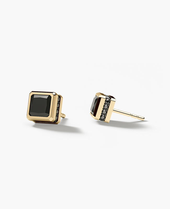 LA PAZ Gold Single Stud Earring with 1.06ct Black Diamonds