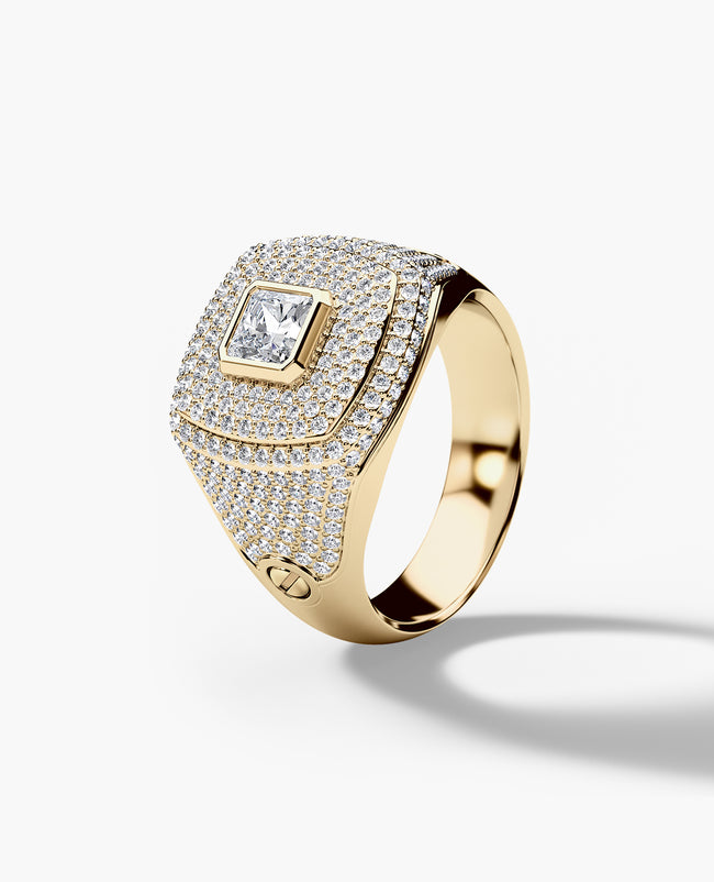 BETZ Gold Signet Ring with 1.80ct Pave Diamonds