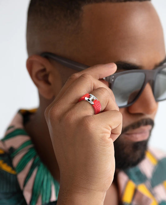 HERCULES Atomic Silicone & Silver Ring