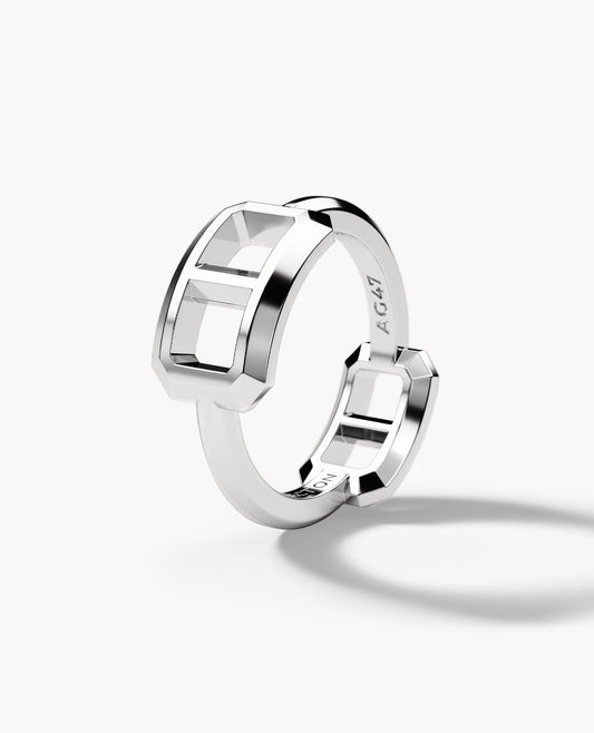 HERCULES Silver Double Link Ring
