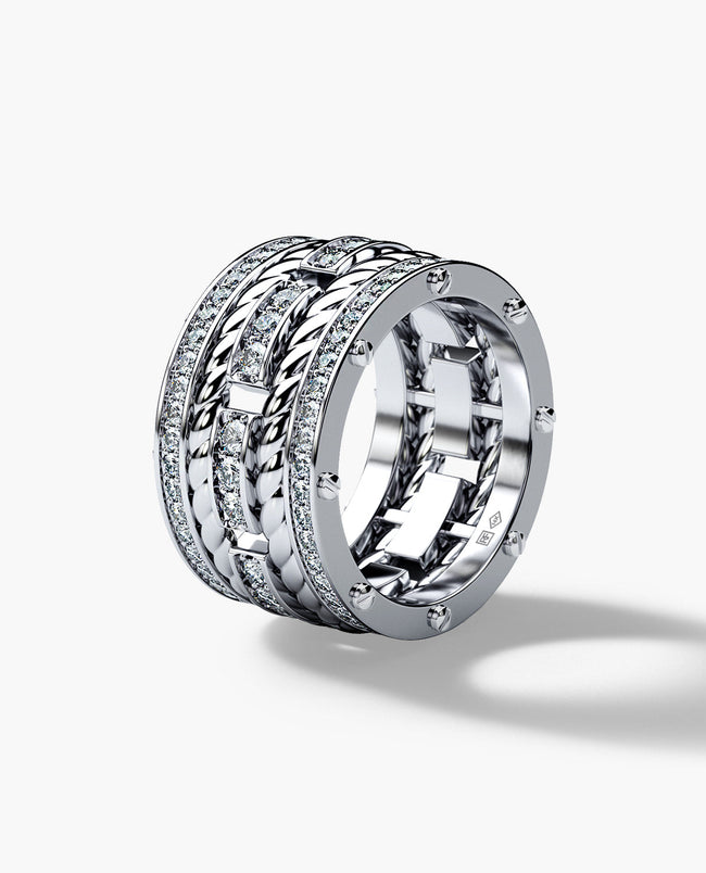 Ready to Ship - ROPES Platinum Ring with 2.40ct Diamonds