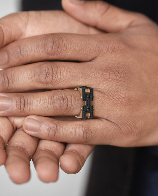 Ready to Ship - BINGHAM Gold Square Ring with 2.15ct Black Diamonds