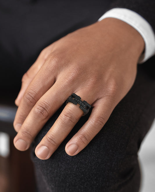 BINGHAM EverBlak Gold Square Ring with 2.15ct Black Diamonds