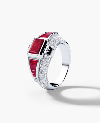 Sample - CARLIN Gold Signet Ring with 3.10ct Rubies and Diamonds