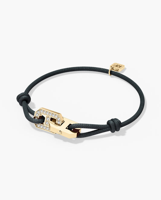 BRIGGS Cord Bracelet with Gold Charm & 0.45ct Diamonds