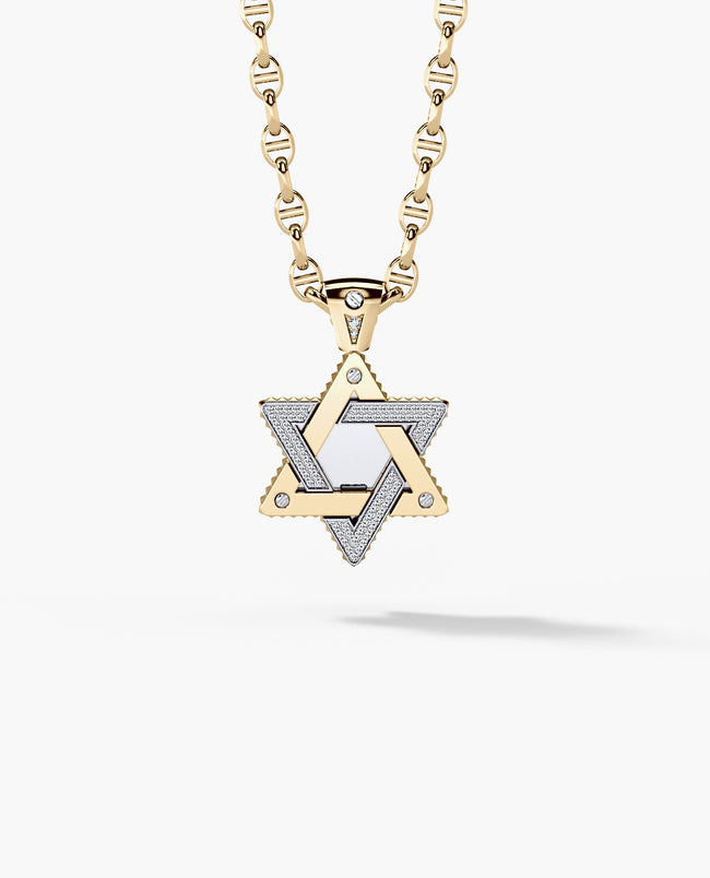 STAR OF DAVID Pendant in Gold with 0.45ct Diamonds