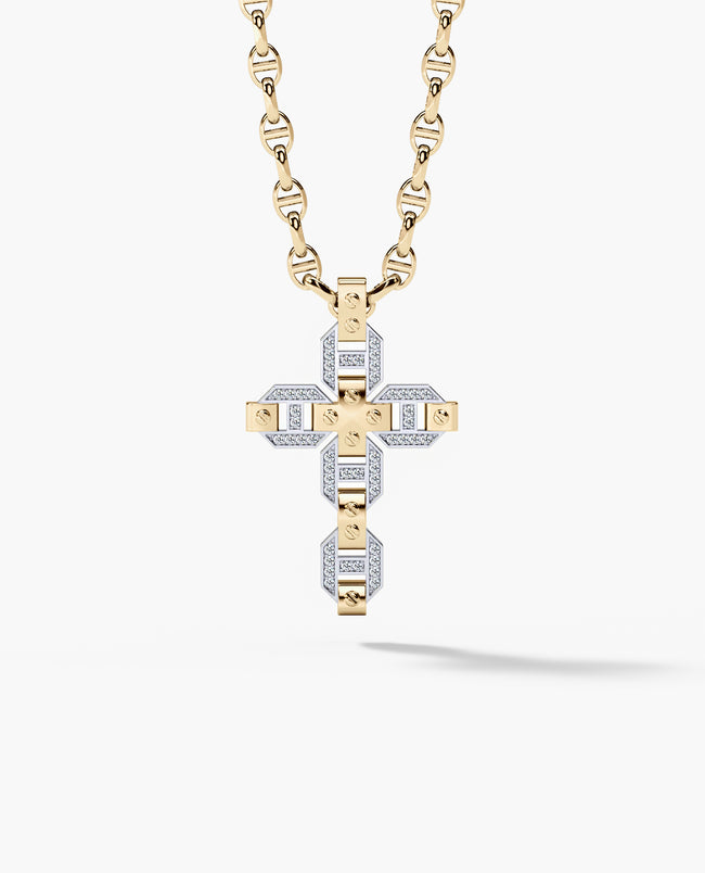 BRIGGS Cross Pendant in Gold with 0.50ct White Diamonds