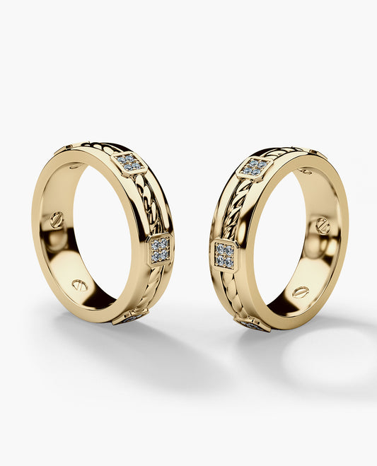 FAIRBANKS Gold Matching Diamond Wedding Band Set