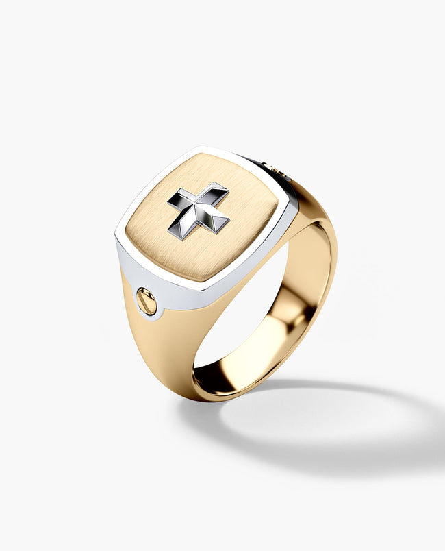BETZ Two-Tone Gold Religious Signet Ring - Version 2