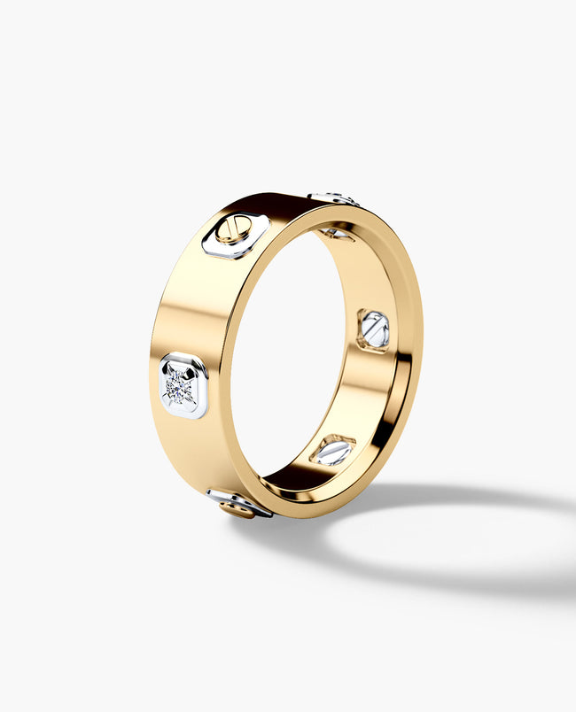 AMADOR Two-Tone Gold Ring with 0.15ct Diamonds