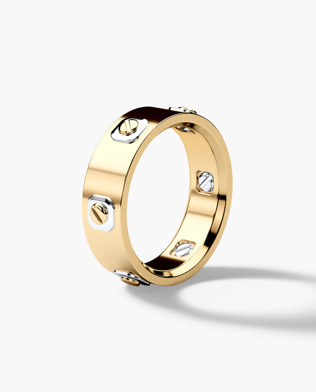 AMADOR Mens Two-Tone Gold Ring