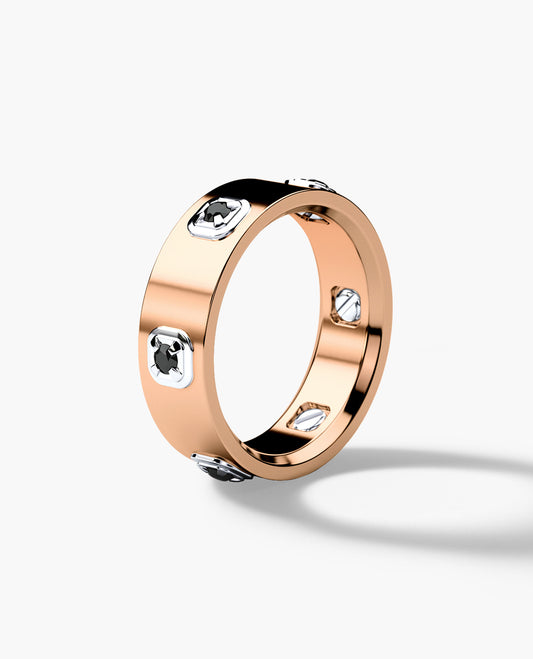 AMADOR Two-Tone Gold Ring with 0.30ct Black Diamonds